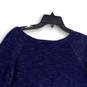 Womens Blue Round Neck 3/4 Sleeve Regular Fit Pullover Sweater Top Size S image number 4