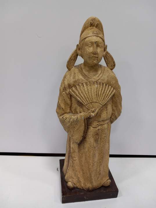 Pair of East Asian Robed Man & Woman Statues image number 3