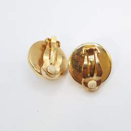 Swarovski Gold Tone Crystal Faux Pearl Dome Clip - On Earrings 20.7g alternative image