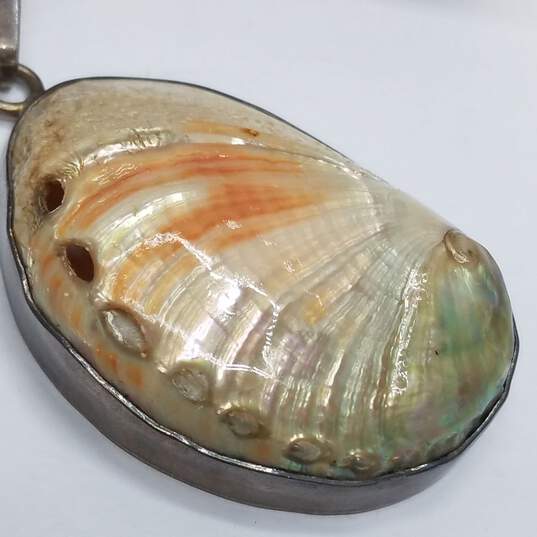 Sterling Silver Sea Shell Pendant On 23.5" Necklace 18.5g image number 5