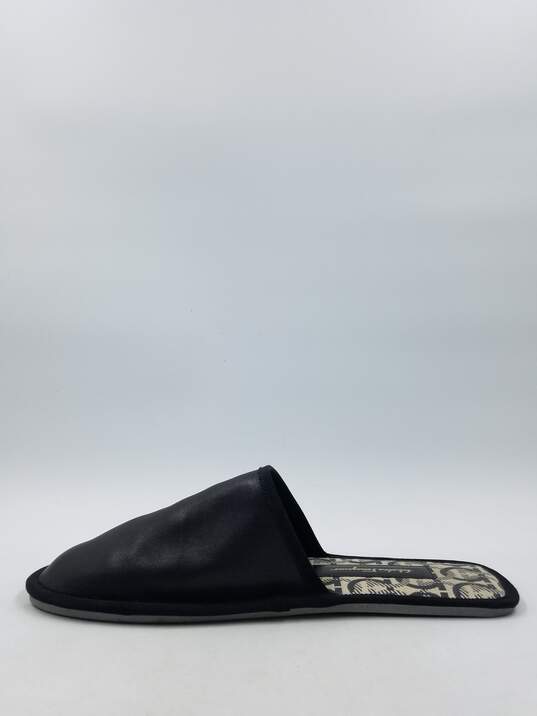Ferragamo Black Leather Slippers M 9M COA image number 2