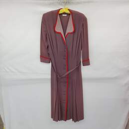 Sensibly Young Fashion Vintage Mauve Purple Belted Day Dress WM Size 40
