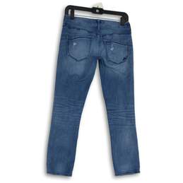 Express Womens Blue Denim Medium Wash Distressed Skinny Jeans Size 0 alternative image