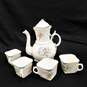 ATQ Sampson Bridgwood & Son Coffee Teapot W/ 4 Square Teacups image number 1