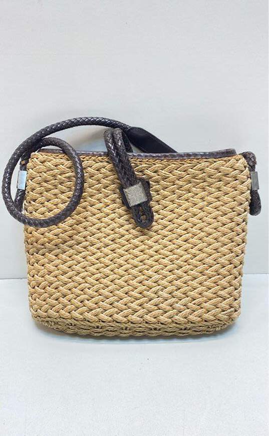 Brighton Leather Woven Crossbody Beige image number 1