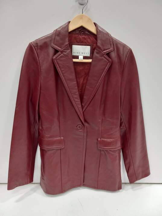 Nine West Women's Red Leather Jacket Size Medium image number 1