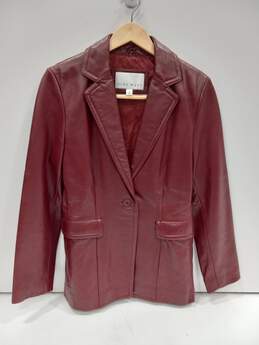 Nine West Women's Red Leather Jacket Size Medium