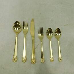 STANLEY ROBERTS Gold Plated Stainless Flatware 6 Pieces GOLDEN ROGET IOB