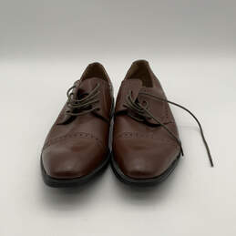 Mens Michigan Brown Leather Almond Toe Lace-Up Oxford Dress Shoes Size 11 alternative image