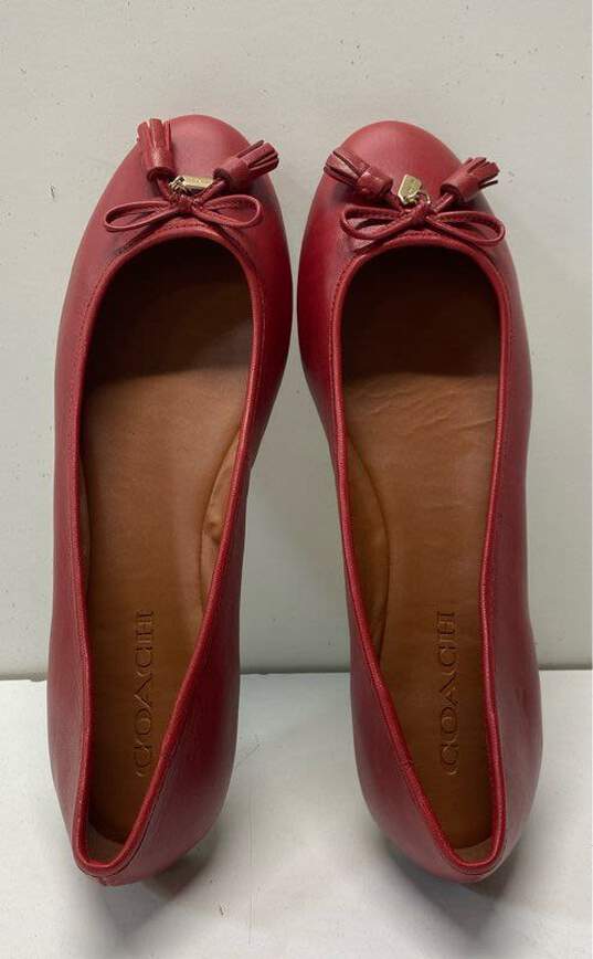 Coach Leather Beni Ballet Flats Red 9 image number 5