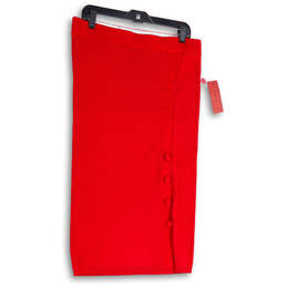 NWT Womens Red Flat Front Elastic Waist Straight & Pencil Skirt Size XL alternative image