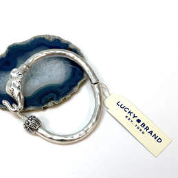 Designer Lucky Brand Silver-Tone Hinged Elephant Head Bangle Bracelet