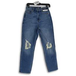 NWT Hollister Womens Blue Denim Ultra High-Rise Curvy Mom Jeans Size W27 L27