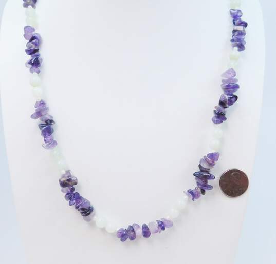 Vintage Dauplaise Amethyst & Glass Beads Faux Pearl Seed Statement Necklace 75.1g image number 4