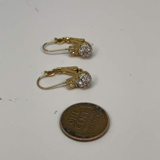 Designer Swarovski Gold-Tone Clear Crystal Clip On Hoop Earrings image number 2