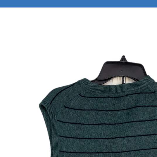 J. Crew Mens Green Striped V-Neck Sleeveless Pullover Sweater Vest Size Medium image number 3