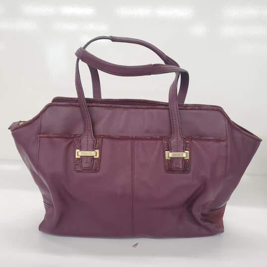 Coach Taylor Burgundy Purple Leather Alexis Carryall Handbag image number 1