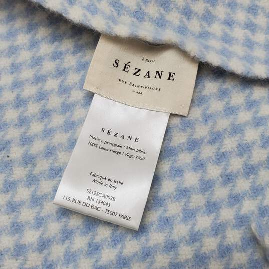 Sézane Blue and White Plaid Wool Scarf image number 3