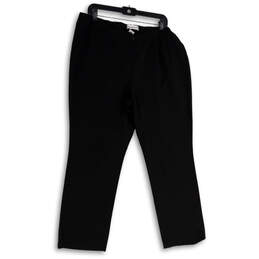 Womens Black Pleated Front Straight Leg Ankle Pants Size 16 W