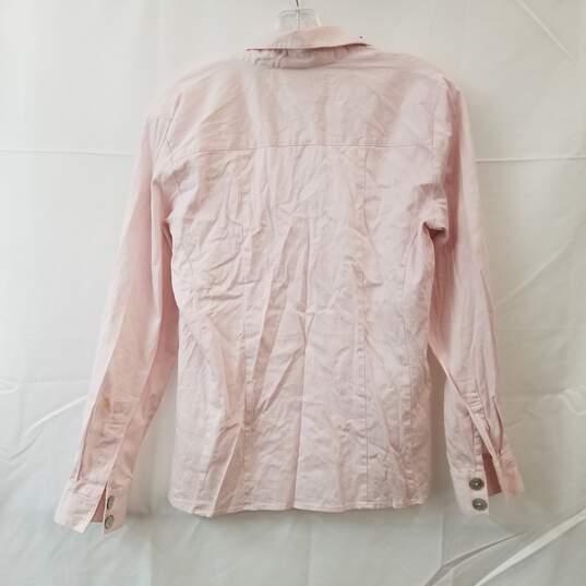 CHICO'S Pink Cotton Women's LS Button Shirt Size 1 image number 2