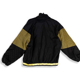 Womens Black Gold Embroidered Mock Neck Full-Zip Windbreaker Jacket Size XL alternative image