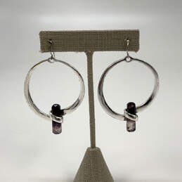 Designer Robert Lee Morris Soho Silver-Tone Amethyst Gypsy Hoop Earrings alternative image