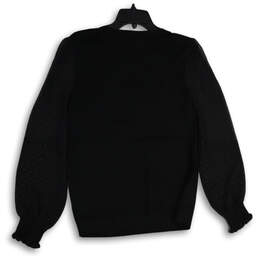 NWT Womens Black Polka Dot Balloon Sleeve Round Neck Pullover Sweater Sz M alternative image
