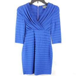 Adrianna Papell Women Royal Blue Pleated Dress Sz 4P
