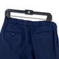 Mens Blue Pockets Flat Front Straight Leg Formal Dress Pants Size 30R image number 4