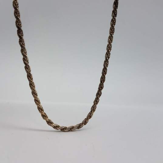Sterling Silver Rope Chain 15 1/2In Necklace Post Earring Bundle 3pcs 22.4g image number 4