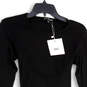 Womens Black Ribbed Long Sleeve Stretch Pullover T-Shirt Dress Size L image number 3