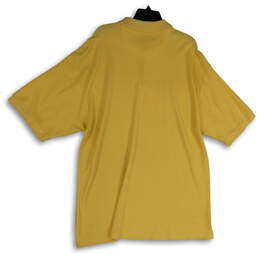 Mens Yellow Short Sleeve Spread Collar Button Front Casual Polo Shirt Sz XL alternative image