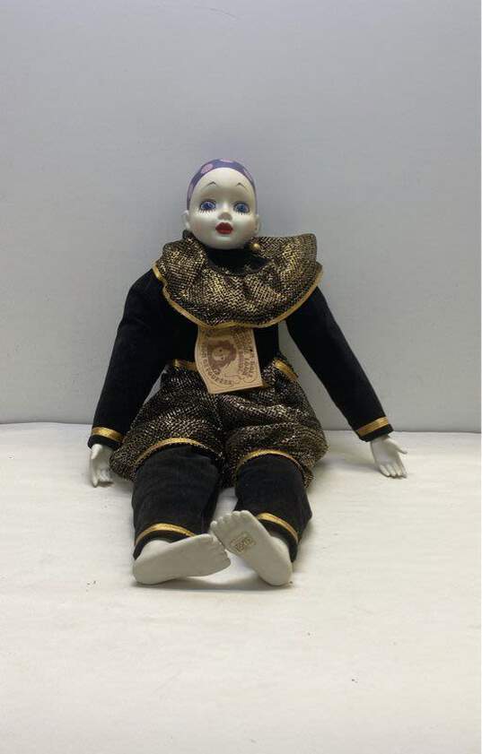 Vintage Pierrot Doll 1979 Porcelain Verte Sankyo Musical Doll image number 2