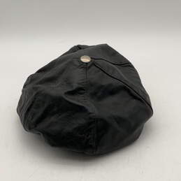 Womens Black Leather Adjustable Newsboy Cap Hat Size Medium alternative image