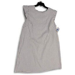 NWT Womens Gray Polka Dot Cap Sleeve Round Neck Mini Dress Size 20W