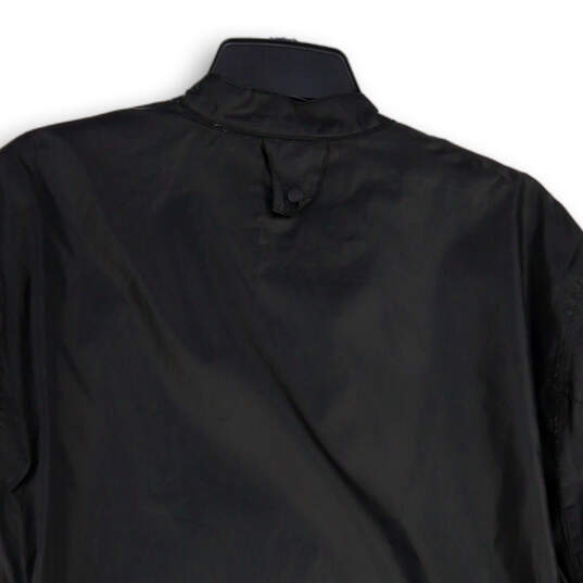 Mens Black Collared Long Sleeve Full-Zip Windbreaker Jacket Size L Tall image number 4
