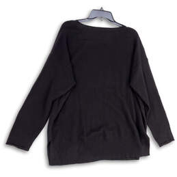 Women's Black Long Sleeve Round Neck Tight Knit Pullover Sweater Size 2X alternative image
