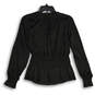 Womens Black Long Sleeve V-Neck Pullover Peplum Blouse Top Size XS image number 2