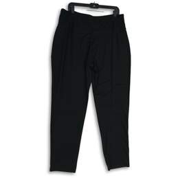 NWT Womens Black Flat Front Stretch Elastic Waist Pull-On Ankle Pants Sz L alternative image