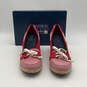 NIB Womens Red Striped Moc Toe Wedge Heel Espadrille Shoes Size 9.5 M image number 1