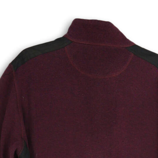 Womens Burgundy Red Moc Neck Long Sleeve 1/4 Zip Pullover Sweater Size L image number 4