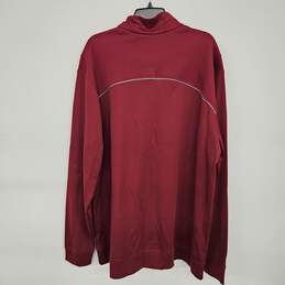 Cutter & Buck Men's Red Long Sleeve Zip Pullover Sweater alternative image