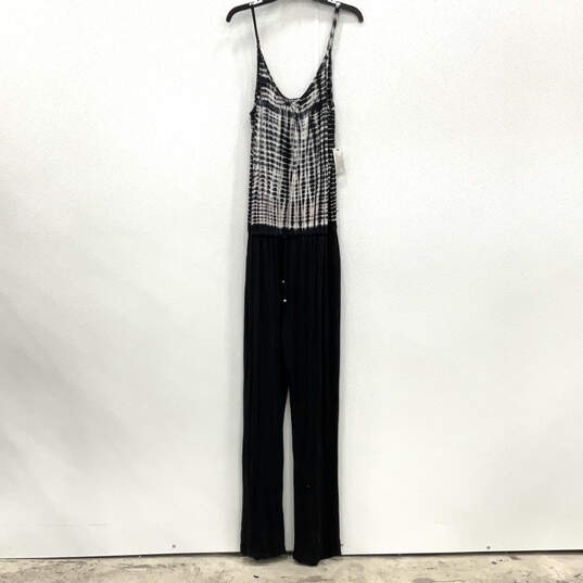 NWT Womens Black White Sleeveless Scoop Neck One-Piece Jumpsuit Size L image number 2