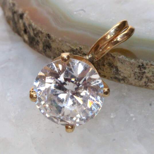14K Yellow Gold Round Cubic Zirconia Solitaire Pendent - 1.7g image number 1