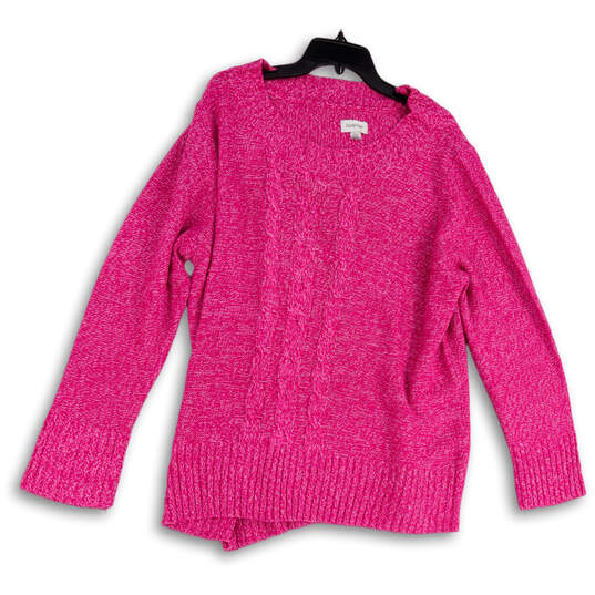 Womens Pink Long Sleeve Knitted Crew Neck Pullover Sweater Size 26/28 image number 1