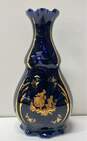 Limoges France Cobalt and Gold 9 inch Tall Decorative Porcelain Table Top Vase image number 1