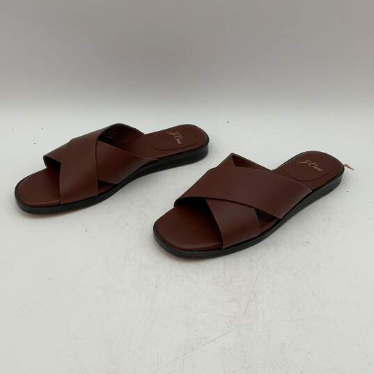 J. Crew Womens Brown Leather Open Toe Cross-Strap Slip-On Sandals Size 6 image number 2
