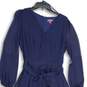 NWT Vince Camuto Womens Navy Blue Tie Waist Asymmetric Hem Fit & Flare Dress L image number 3