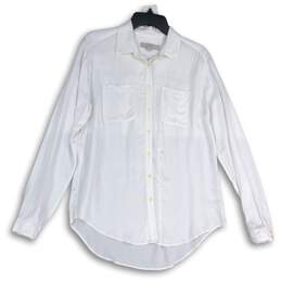 Loft Womens White Long Sleeve Front Pockets Collared Button-Up Shirt Size S