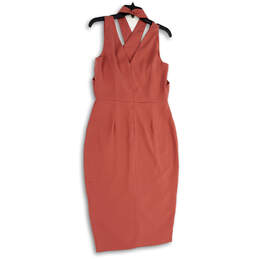 NWT Womens Pink Cross Over Halter Neck Back Zip Bodycon Dress Size 8 alternative image